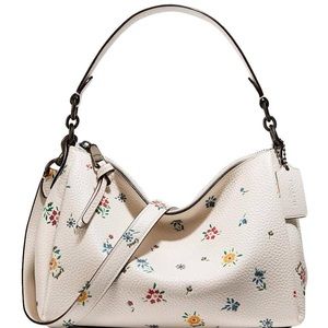 Couch white leather flower print purse